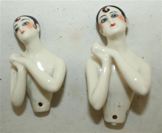 Two Dressel and Kister porcelain doll torsos, 1920s, 6cm & 7.1cm